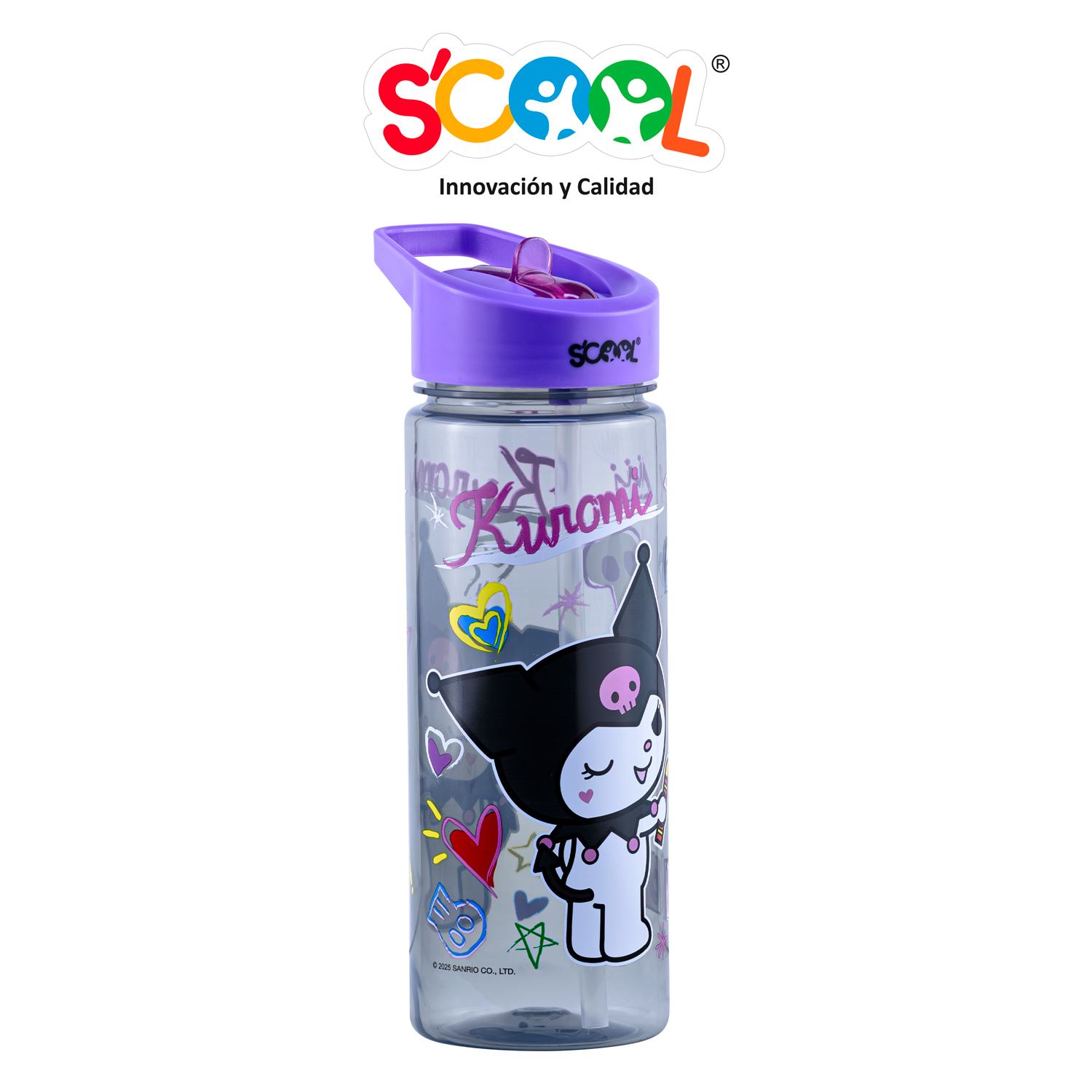BOTELLA PP 590ML C/CAÑA KUROMI