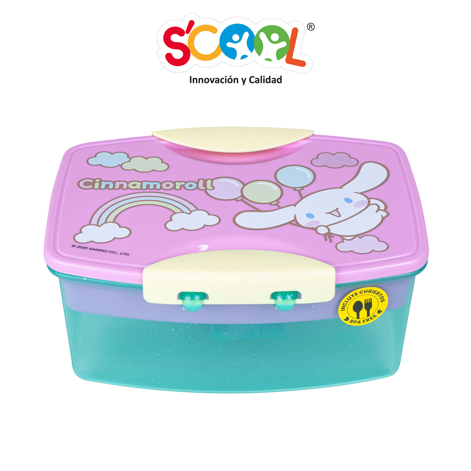 SCOOL TAPER PP CON BANDEJA, DIVISIÓN Y CUBIERTOS 1.1L CINNAMOROLL