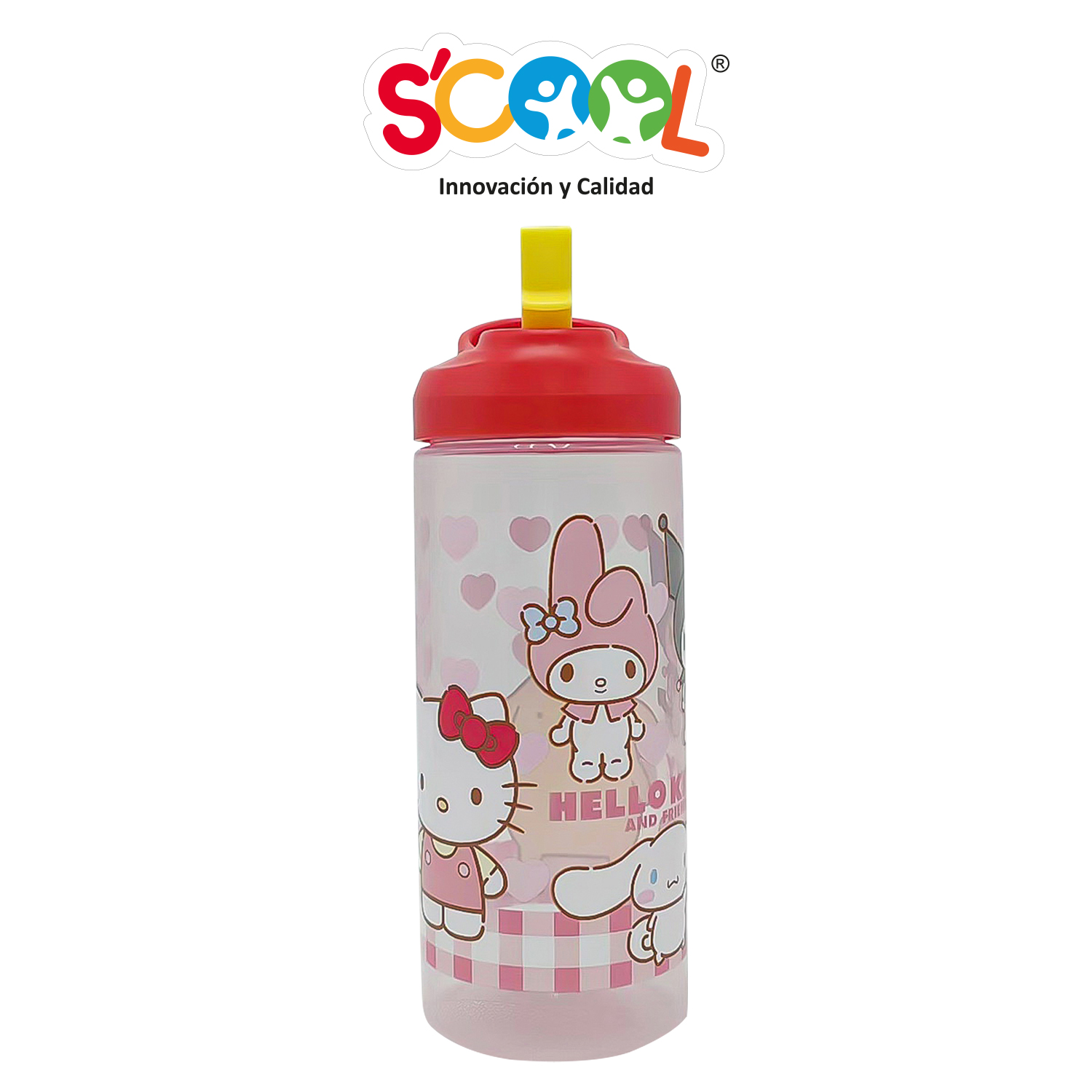 SCOOL KOMBAT BOTELLA PP CON CAÑA 450ML HELLO KITTY & FRIENDS - Imagen 2