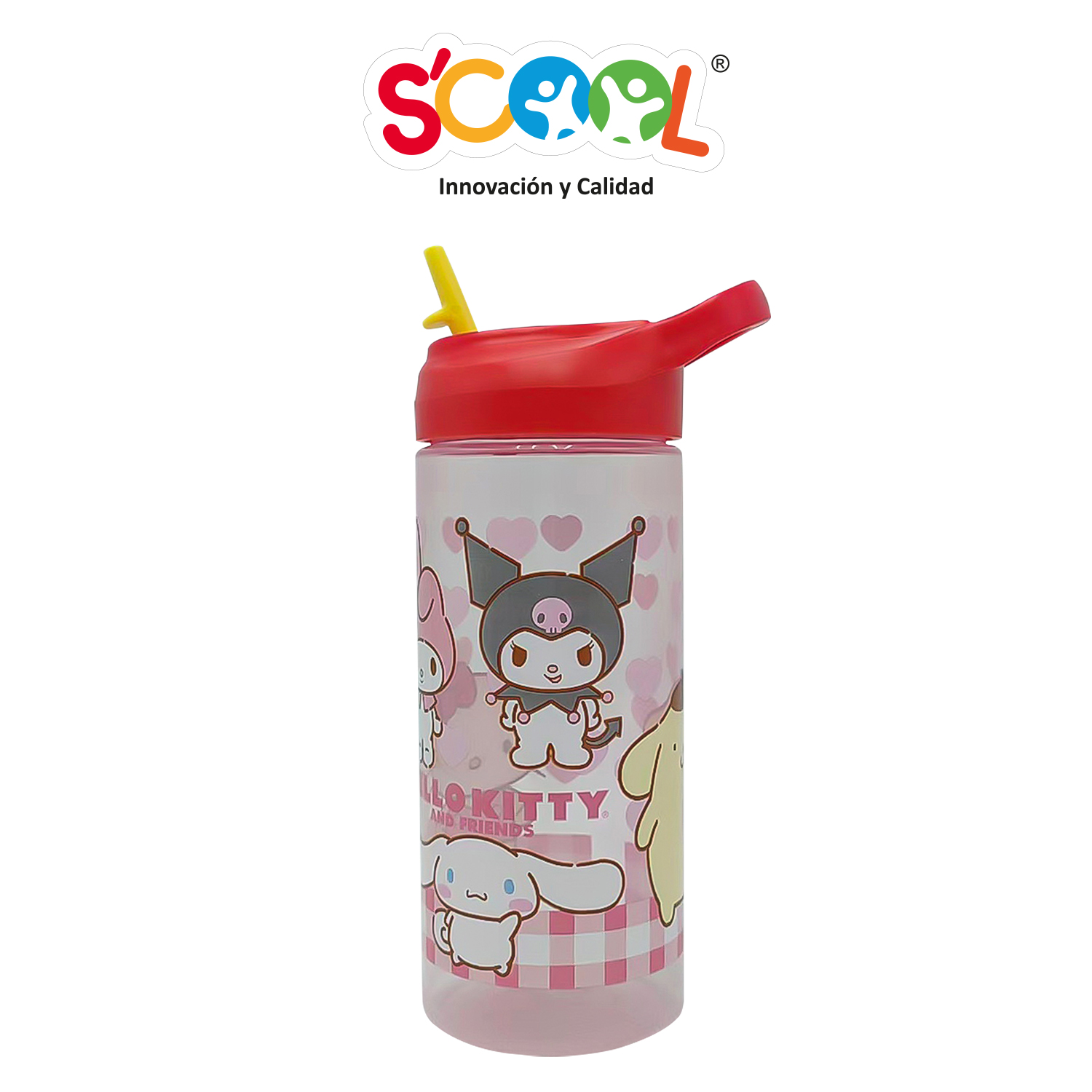 SCOOL KOMBAT BOTELLA PP CON CAÑA 450ML HELLO KITTY & FRIENDS