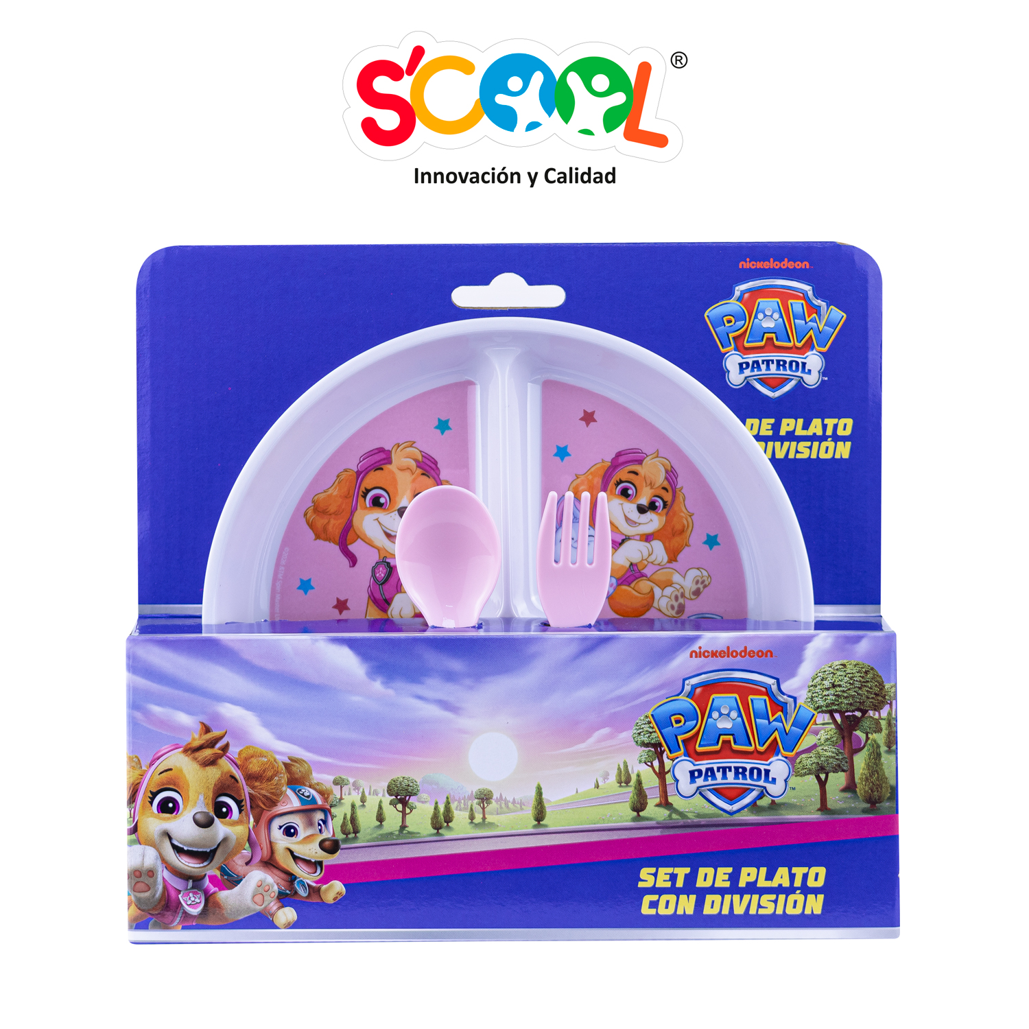 SCOOL INV SET PLATO DIVISIÓN 2PZ CON CUBIERTO PP PAW PATROL M